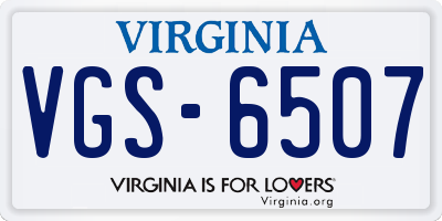 VA license plate VGS6507