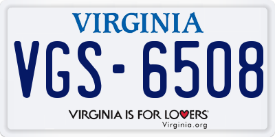 VA license plate VGS6508