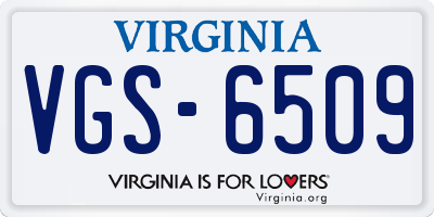 VA license plate VGS6509
