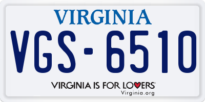 VA license plate VGS6510