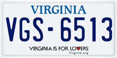 VA license plate VGS6513