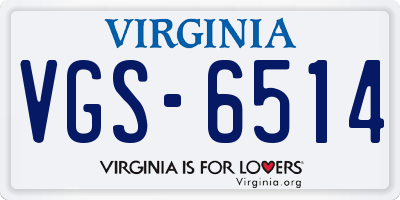 VA license plate VGS6514