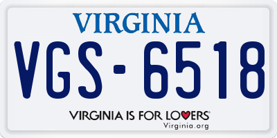 VA license plate VGS6518