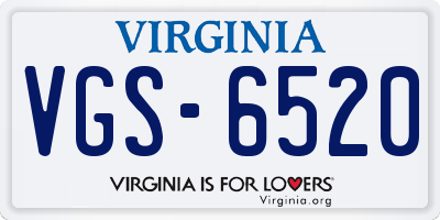 VA license plate VGS6520