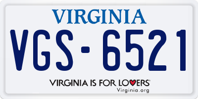 VA license plate VGS6521