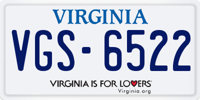 VA license plate VGS6522