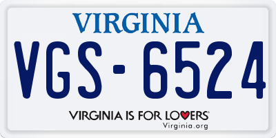 VA license plate VGS6524