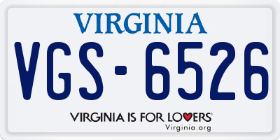 VA license plate VGS6526