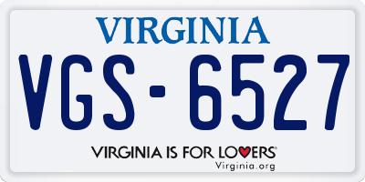 VA license plate VGS6527