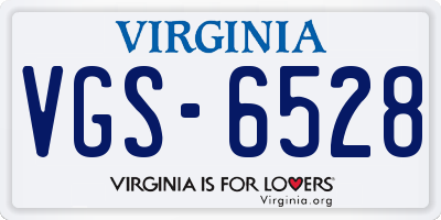 VA license plate VGS6528