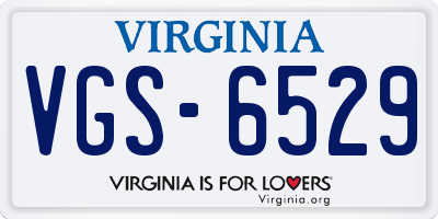 VA license plate VGS6529