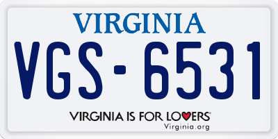 VA license plate VGS6531