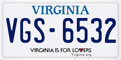 VA license plate VGS6532