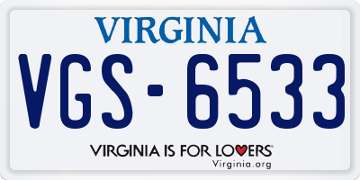 VA license plate VGS6533