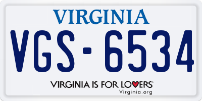 VA license plate VGS6534