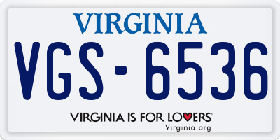 VA license plate VGS6536