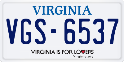 VA license plate VGS6537