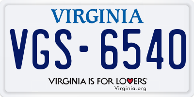 VA license plate VGS6540