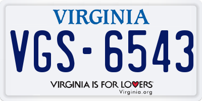 VA license plate VGS6543