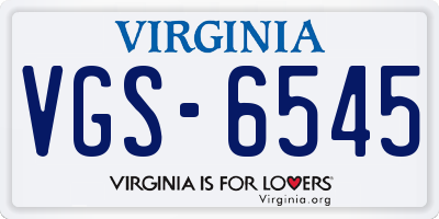 VA license plate VGS6545