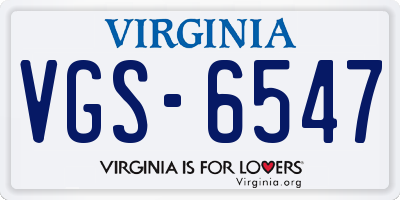 VA license plate VGS6547
