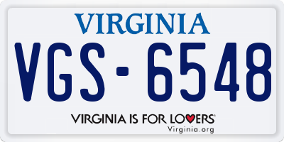 VA license plate VGS6548