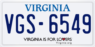 VA license plate VGS6549