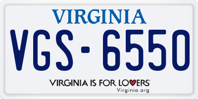 VA license plate VGS6550