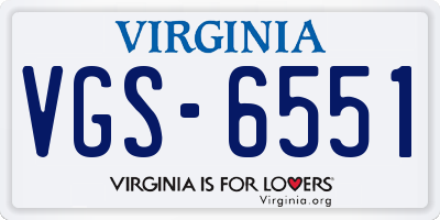 VA license plate VGS6551