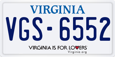 VA license plate VGS6552