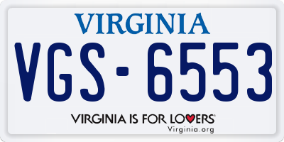 VA license plate VGS6553