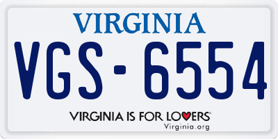 VA license plate VGS6554