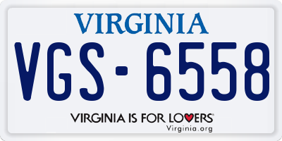 VA license plate VGS6558