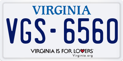 VA license plate VGS6560