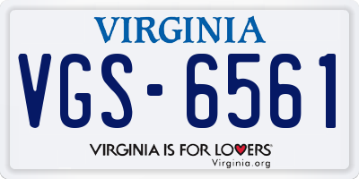 VA license plate VGS6561