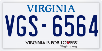VA license plate VGS6564