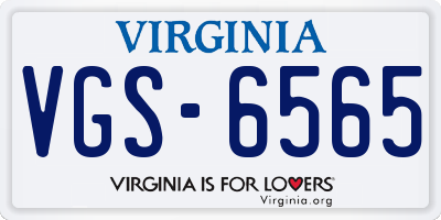 VA license plate VGS6565