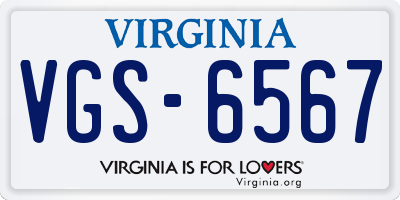 VA license plate VGS6567