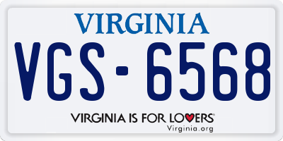 VA license plate VGS6568