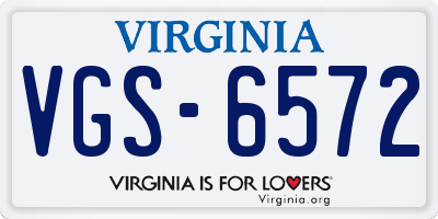 VA license plate VGS6572