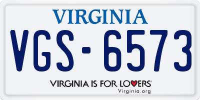 VA license plate VGS6573