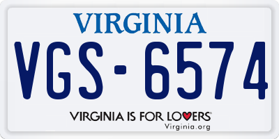 VA license plate VGS6574