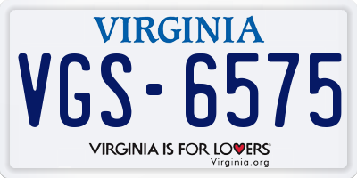 VA license plate VGS6575