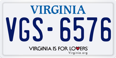 VA license plate VGS6576