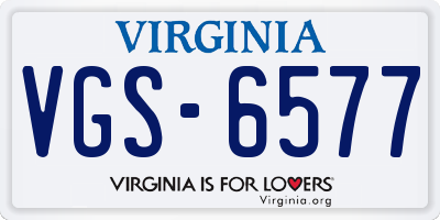 VA license plate VGS6577