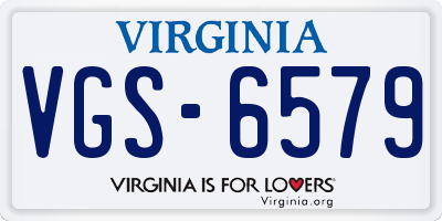 VA license plate VGS6579