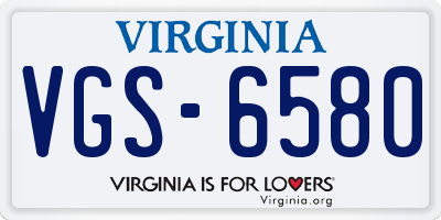 VA license plate VGS6580