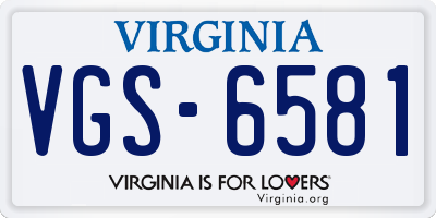 VA license plate VGS6581