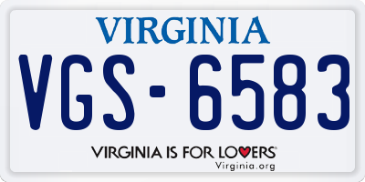 VA license plate VGS6583