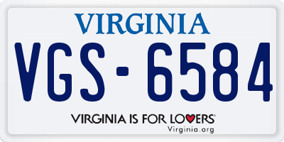 VA license plate VGS6584